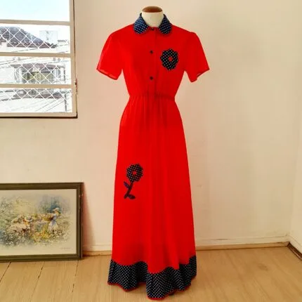 Camisola Vintage Longa Vermelha - tam M
