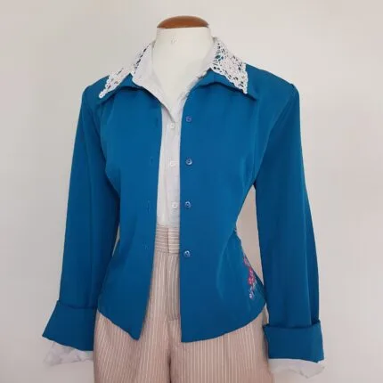 Blazer Azul Royal com bordados - tam G