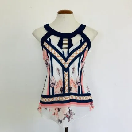 Blusa Azul e Flores - tam M