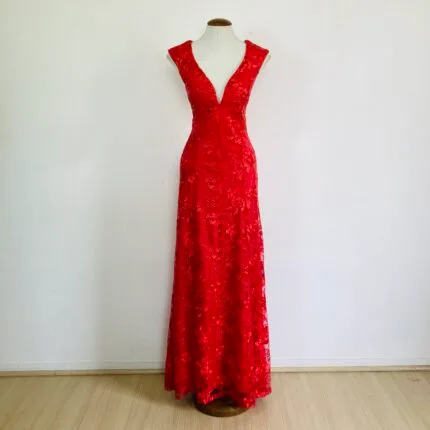 Vestido Festa Renda Vermelha - tam M