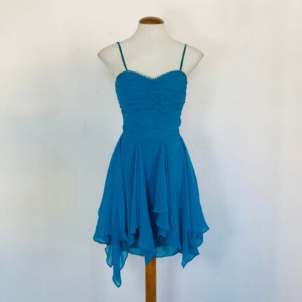 Vestido Festa Azul Drapeado - tam M