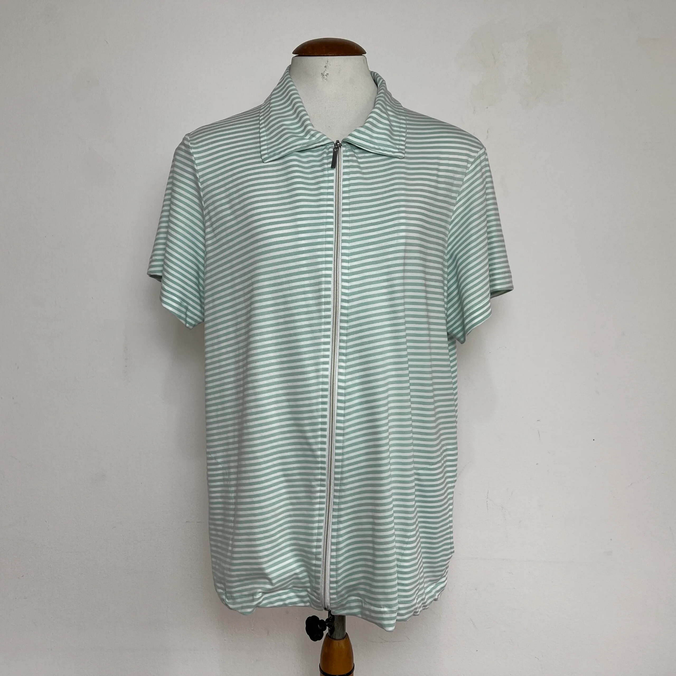 Blusa Vintage Verde Listrada - tam G