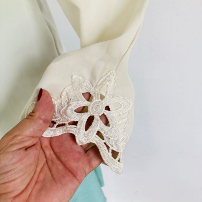 Camisa Vintage Bordada Renda Guipir - tam G - Imagem 6