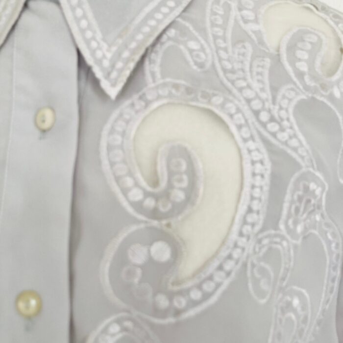 Camisa Vintage Cinza Bordada - tam G - Imagem 3