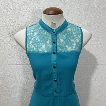 Vestido Azul com Rendas – Tam M