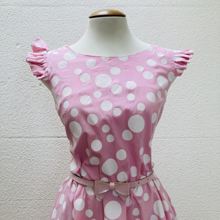 Vestido Rosa de Bolinhas - tam M - Imagem 2