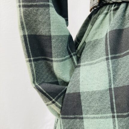 Vestido Midi Xadrez Manga Longa – tam P