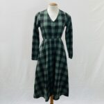 Vestido Midi Xadrez Manga Longa - tam P