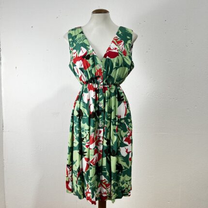 Vestido Seda Floral Verde – Tam G
